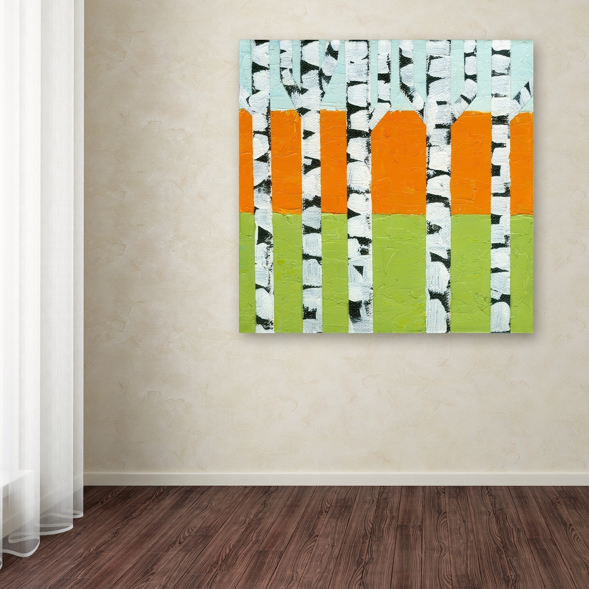 Trademark Fine Art "Seasonal Birches - Spring" Canvas Art by Michelle Calkins