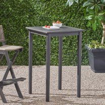 GDF Studio Omaha Outdoor Acacia Wood Square Bar Table, Dark Gray