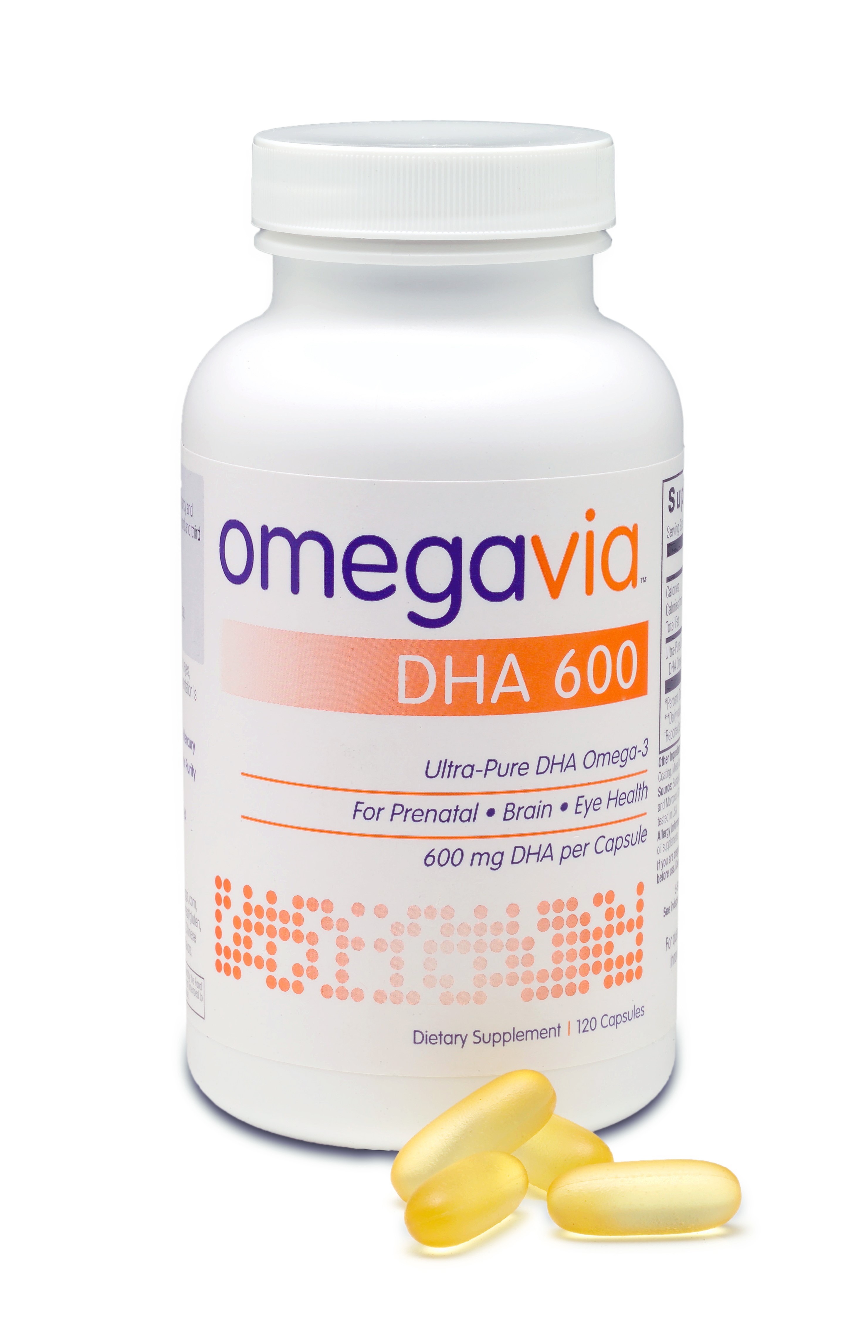 OmegaVia DHA 600 UltraPure Omega3 Capsules, 600 Mg, 120 Ct