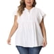 thumbnail image 1 of Agnes Orinda Blusa de Peplum para Mujer Talla Grande con Cuello en V y Volantes, Fluida, 3X, Blanca, 1 of 6