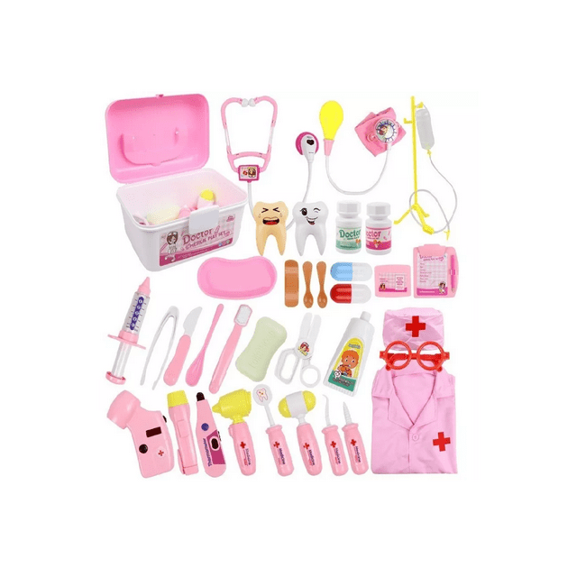 Set 35 Juguetes De Doctor Medicina Ambulancia Rol Para Niños, Rosa