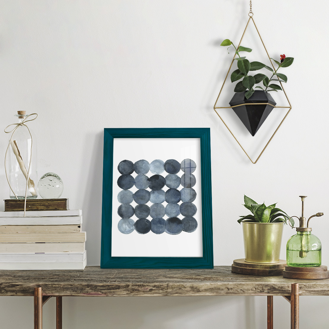 Blue Grey Density I -Framed Print w/glass-Ocean Blue
