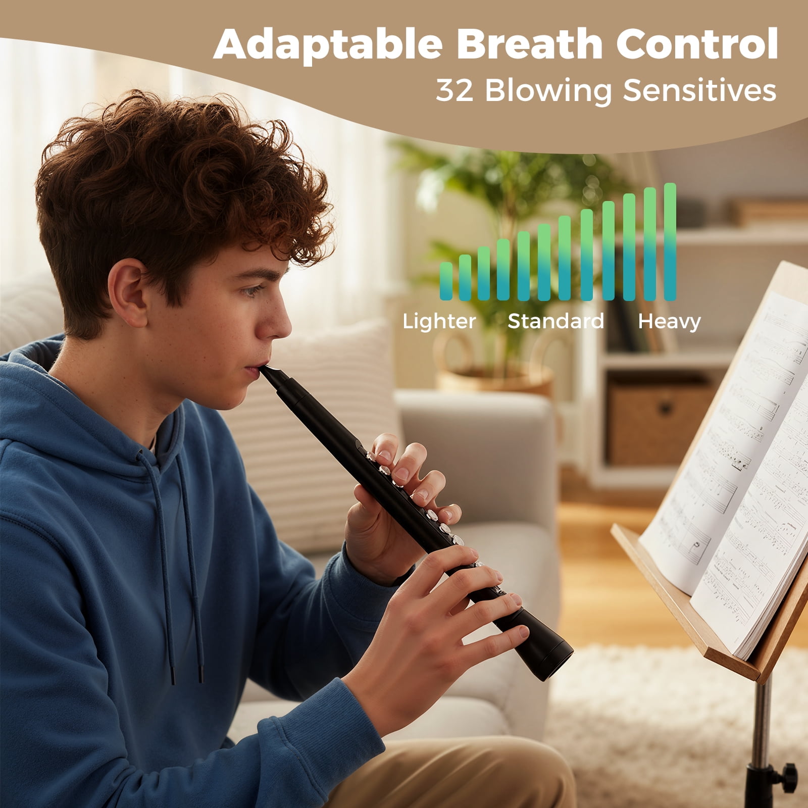 Costway Electronic Saxophone with Wireless MIDI 4-Octave Range & 2 Fingerings with HIFI Speaker