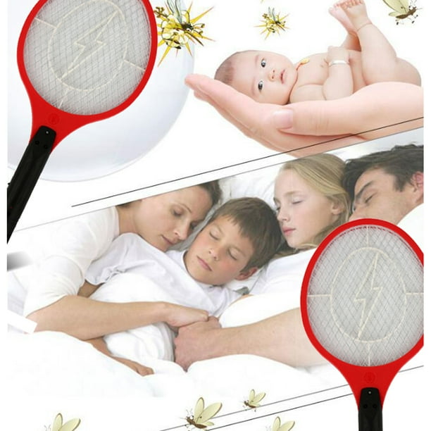 Cordless Rechargeable Electric Fly Swatter Mosquito Insect Racket Bug Zapper US Plug yellow 51X21cm