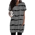 thumbnail image 2 of Duoif Women's Casual V Neck Short Sleeve Dress Loose Fit T Shirt Dress with Pockets Grey L, 2 of 9