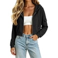 thumbnail image 2 of gbyLJF Womens Zip Up Cropped Hoodies Comfort Drop Shoulder Drawstring Athletic Jackets Fall Casual Travel Sports Coats, 2 of 9