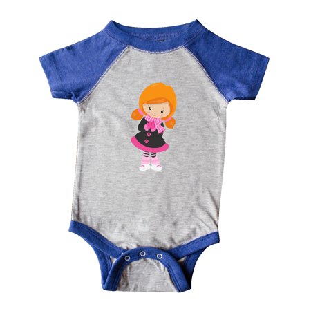 

Inktastic Ice Skating Girl Cute Girl Orange Hair Scarf Gift Baby Girl Bodysuit