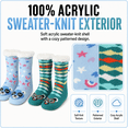 thumbnail image 3 of Muk Luks Kids Jacquard Knit Character Cabin Socks, 2 Pack, Soft Sole with Silicone Grippers, BLU/GRN, M/L, 3 of 8