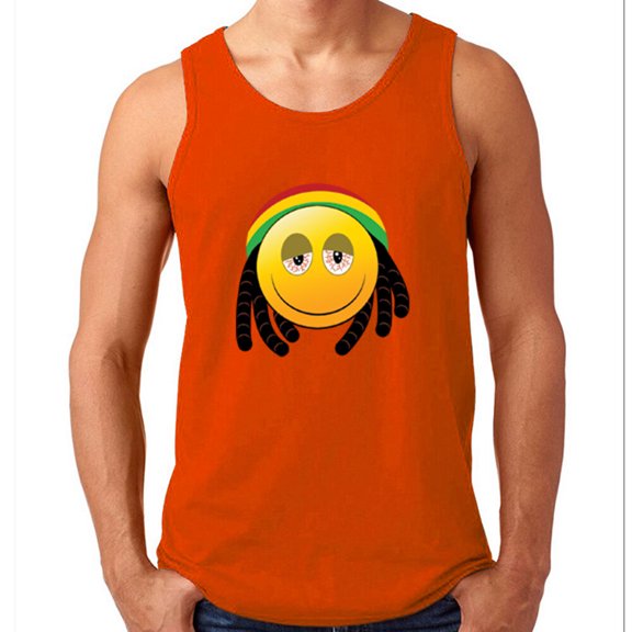 Smoking Funny Emoji Print DesignTank Top Mens Outfit Color Orange Small