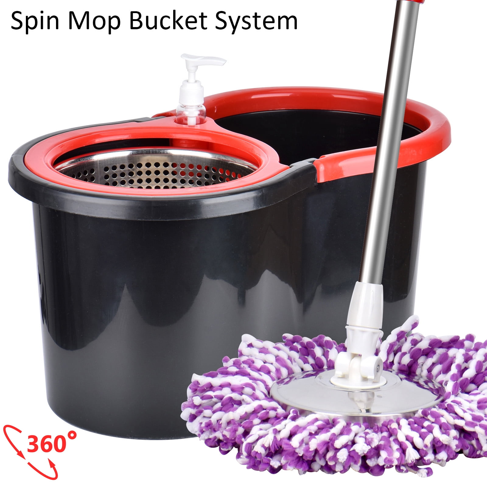 Spin Mop and Bucket System, 360 Degree Spin Mop with Bucket, 2 Mop