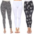 thumbnail image 1 of White Mark Women's 3-Pack Soft Stretchable Printed Leggings, 1 of 2