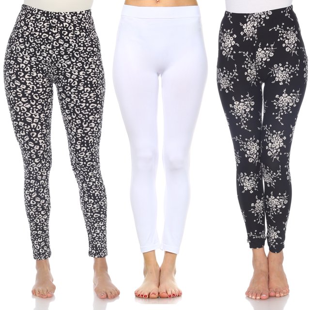 White Mark Women's 3-Pack Soft Stretchable Printed Leggings