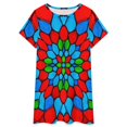 thumbnail image 3 of Colorful Stained Glass Design Women Nightgown Sleepwear Short Sleeves For Vacations Travels Nightgowns Women's Pajamas, 3 of 7