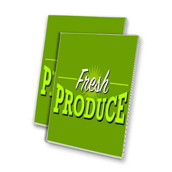 Fresh Produce (24" X 36") 4mm Corrugated Plastic Panel, Graphics Applied To 1 Side (Pk of 2)