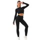 thumbnail image 5 of Pantalones de yoga con cordón para levantamiento de cadera, ropa deportiva de manga larga con cremallera y sin costuras, 5 of 6