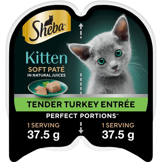Sheba Perfect Portions Kitten Soft Pate Tendre Dinde Entrée Nourriture Humide pour Chat, Plateau de 75 g, Caisse de 24