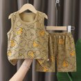 thumbnail image 2 of KPOPLK Toddler Boys Clothes for Baby Boy Summer Outfits Sleeveless Tank Top and Shorts Set(4-5 Years,Khaki), 2 of 5