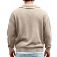 thumbnail image 3 of Long Sleeve Tops for Men Fashion Turndown Collar Solid Color Casual Top Loose Soft Comfort Athletic Tee Shirts, 3 of 5