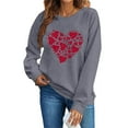 thumbnail image 2 of BLTIBY Valentine Shirts for Women Love Heart Printed Sweater Long Sleeve Round Neck Pullover Blouse Fashion Casual Valentines the Day Top Gray S, 2 of 4