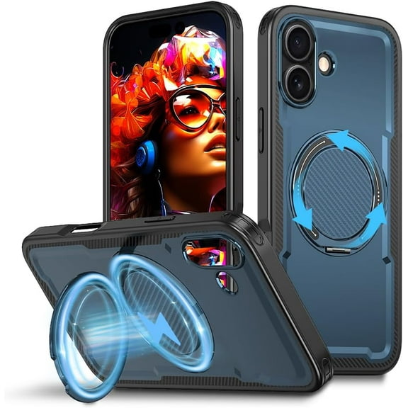 REQO Design Design for iPhone 17 Case with 360° Rotating Ring Kickstand/Stand Compatible with MagSafe [Military-Grade Drop Protection] Shockproof Phone Cover Cover for iPhone 17 5G 2025 6.3 Inch