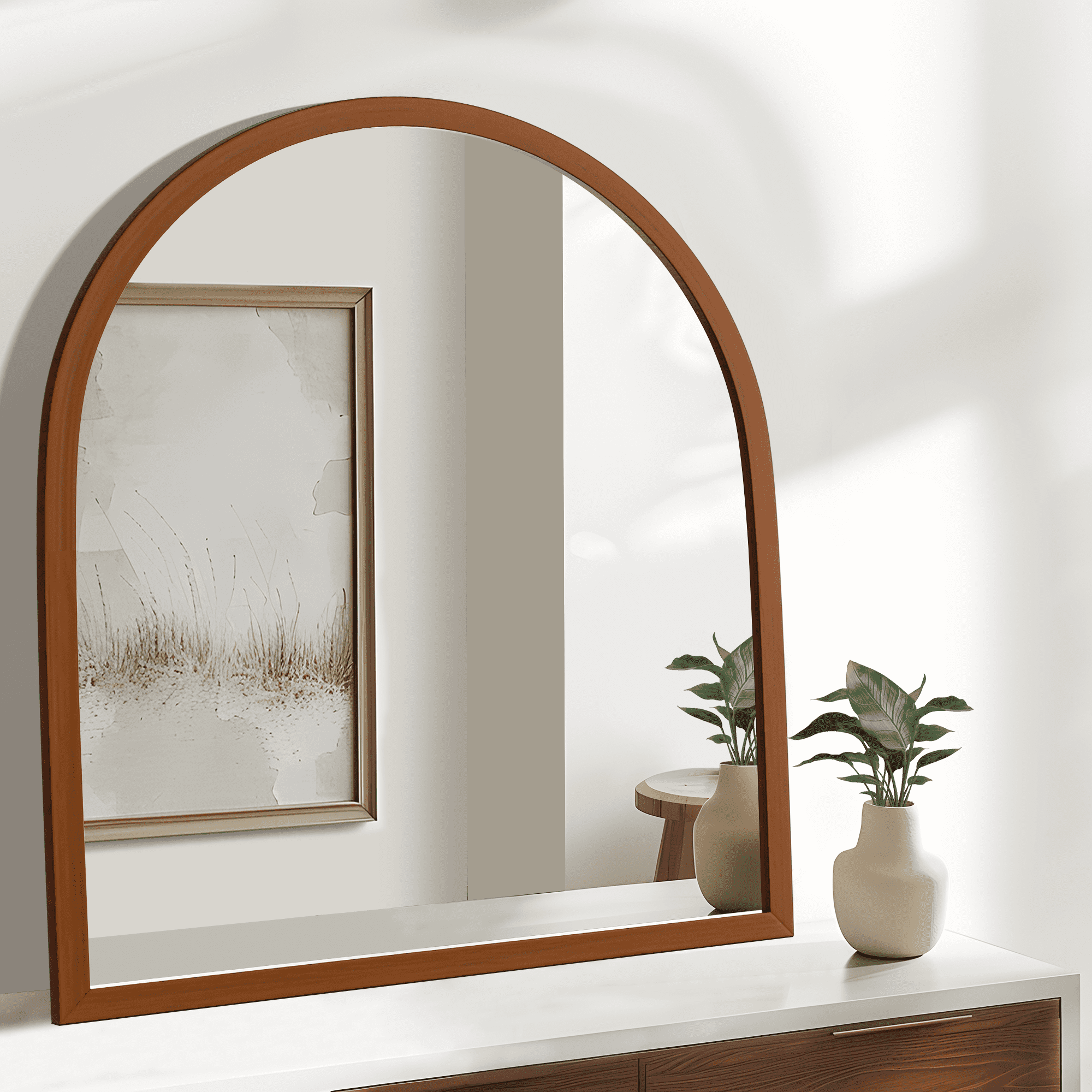 MAYEERTY 36"x32" Black Arched Floor Mirror Full Length Large Long Wall Mounted Mirror