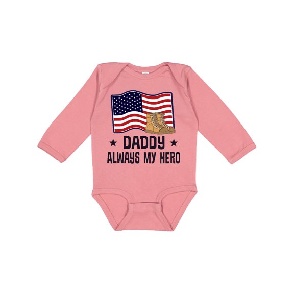 Inktastic Military Daddy Always My Hero Boys or Girls Long Sleeve Baby Bodysuit