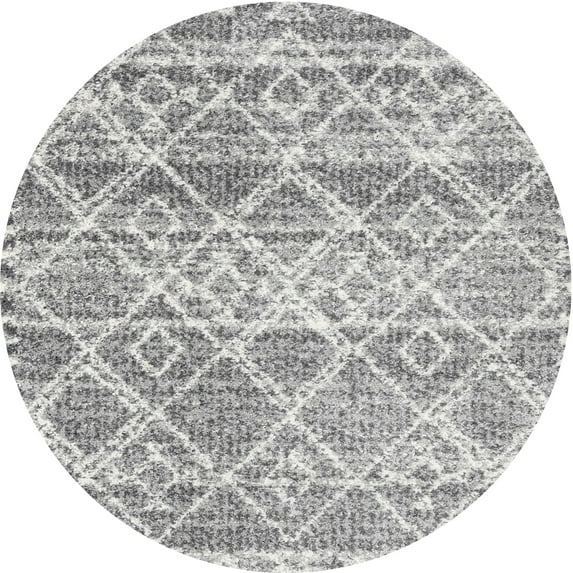 Ahgly Company Machine Washable Indoor Round Contemporary Grey Gray Area Rugs, 10' Round