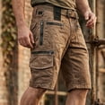 thumbnail image 6 of lcziwo Solid Color Shorts Men with Zip Pockets Denim Holiday Outdoor Trunks Beach Fishing Travel Work Shorts Coffee XXL, 6 of 8