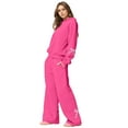 thumbnail image 5 of Bow Hoodie and Sweatpants Set for Women Bow Sweat Sets Bow Sweat Set for Women Sweat Set for Women Two Piece Bow Print Tracksuit Long Sleeve Hoodie Wide Leg Sweatpants 2 Piece Outfits, Hot Pink-L, 5 of 6