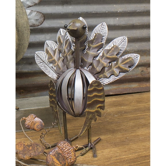 Contemporary Home Living 12" Brown and Gray Decorative Metal Standing Turkey