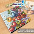thumbnail image 4 of FORMRS 3 Ring Photo Album 4"x6" Self Adhesive Large Capacity PU Leather Cover, Blue Floral Tomatoes, 4 of 8