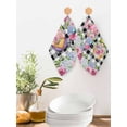 thumbnail image 2 of Spring Gnomes Kitchen Dish Towels for Drying Dishes Set of 2, Botanical Rose Leaves Black Buffalo Plaid Waffle Weave Microfiber Hand Tea Bathroom Towels Quick Dry & Absorbent Towel 12x12, 2 of 7
