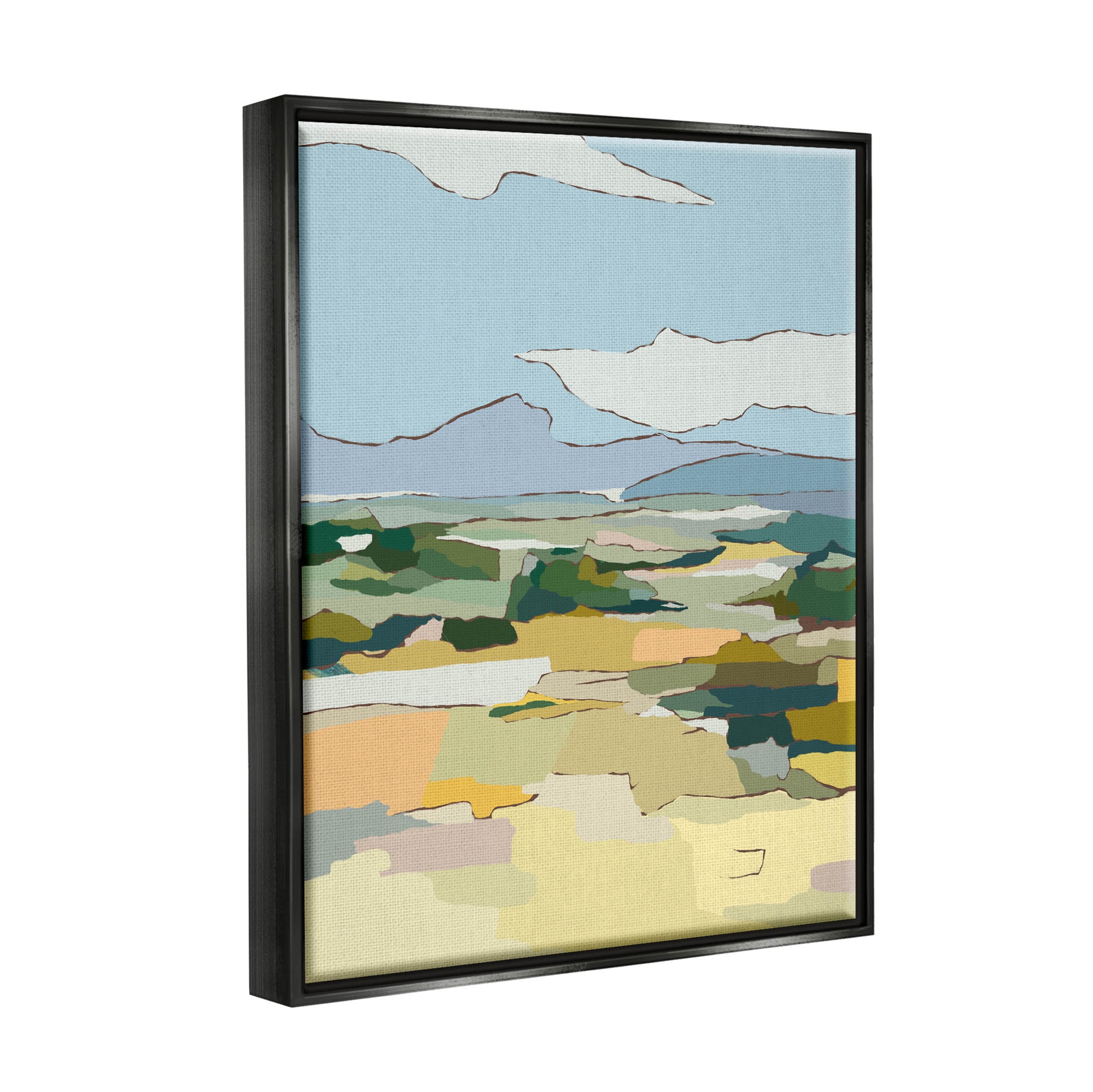 Stupell Industries Rural Pasture Abstract Field Graphic Art Jet Black Floating Framed Canvas Print Wall Art, Design by Nikita Jariwala
