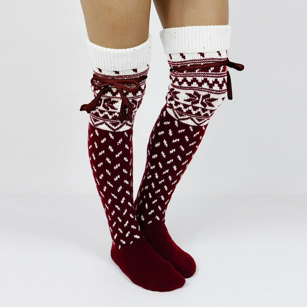 Women Winter Knit Over Knee Thigh High Yoga Leggings Warmer Long Stockings  Socks