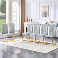 thumbnail image 5 of Retro Gray Dining Chairs - Set of 2, Faux Alligator Leather, Crystal Buckle Detail, Gold Metal Legs - Elegant Kitchen & Dining Room Seating, 5 of 20