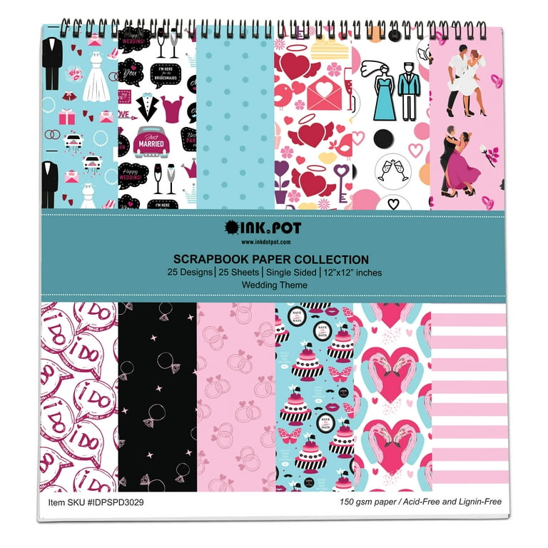 12X12 Scrapbook Paper lot 14 Sheets Black & Pretty Pink Prints