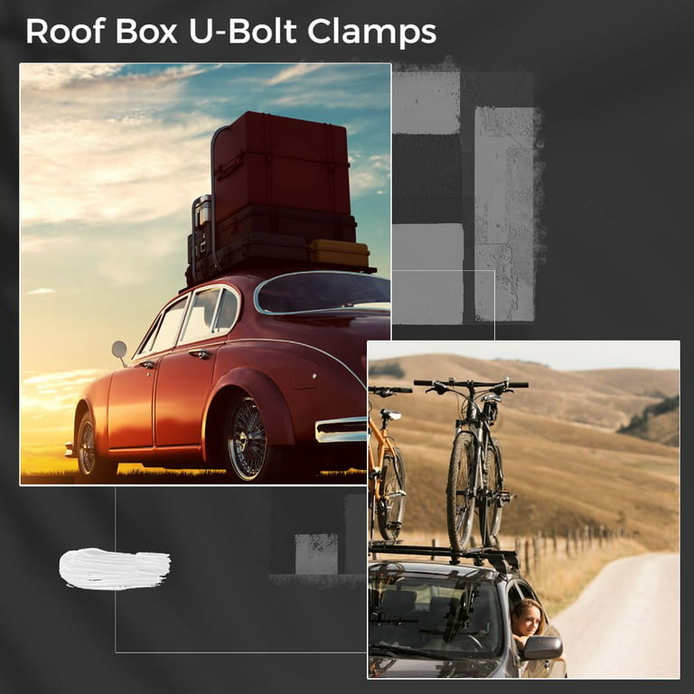 4pcs Steel Universal Roof Box Car Van Mounting Fitting Kit U-Bolts