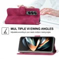 thumbnail image 5 of Feishell Cover for Samsung Z Fold4, Women Crossbody Magnetic Flip Embossed Shoulder Strap & Credit Card Holder Phone Case with Strap PU Leather Case with Kickstand for Samsung Galaxy Z Fold4, Winered, 5 of 14