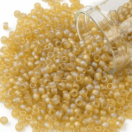 TOHO Round Seed Beads Japanese Seed Beads (162F) Transparent AB Frost Light Topaz 8/0 3mm Hole: 1mm about 1110pcs/50g