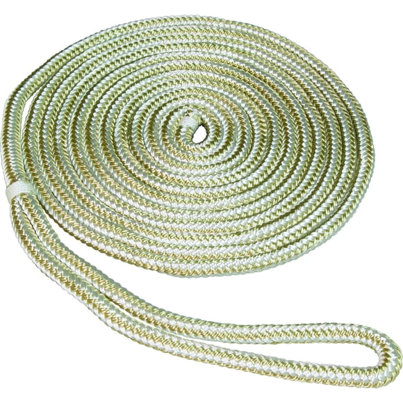 SeaSense Double Tresse d'Amarrage en Nylon, 1/2 Po X 25 Pieds, Or/blanc (50013066)