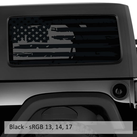 Collectible Decals Distressed Tattered American Flag Window Hardtop Set Vinyl Decal for Jeep Wrangler 2007 - Current