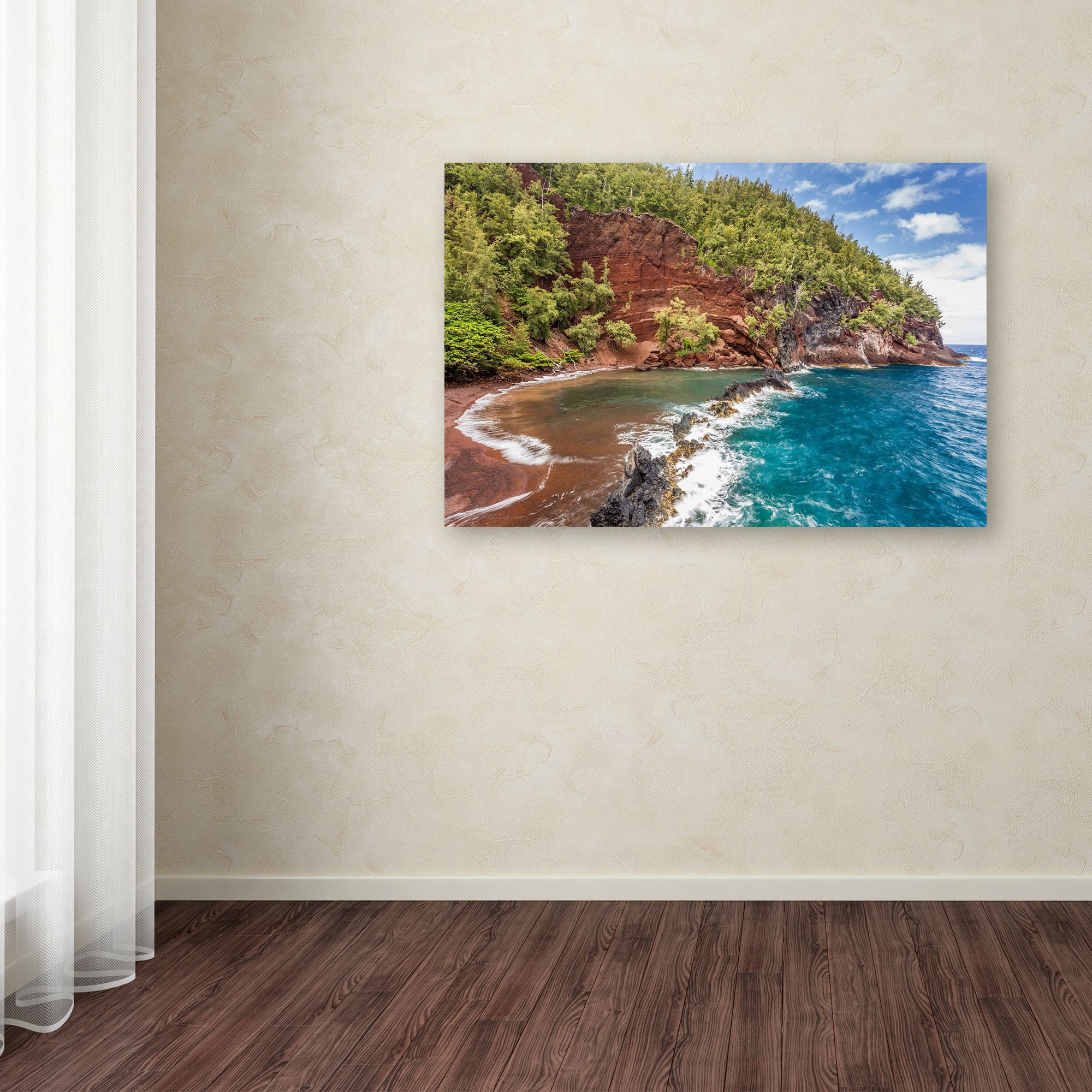 Trademark Fine Art 'Red Sand Beach Maui' Canvas Art by Pierre Leclerc