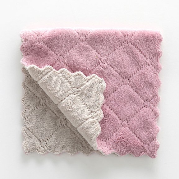 Yardwe 5-Piece Thick Double Layer Microfiber Assorted Color Dishcloth Set High Water Absorbency