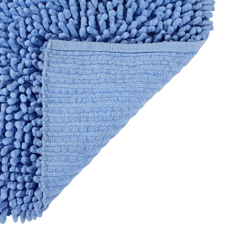 Better Trends Loopy Chenille 100% Cotton 24 inch Square Bath Rug - Blue