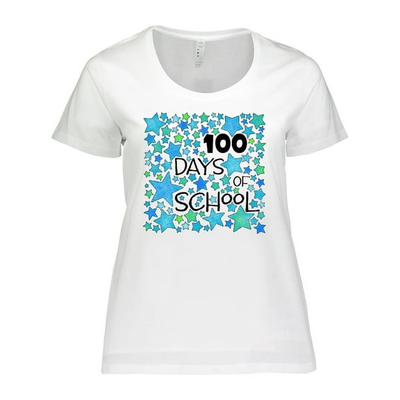 Inktastic 100 Days of School Stars in Blue Women's Plus Size T-Shirt
