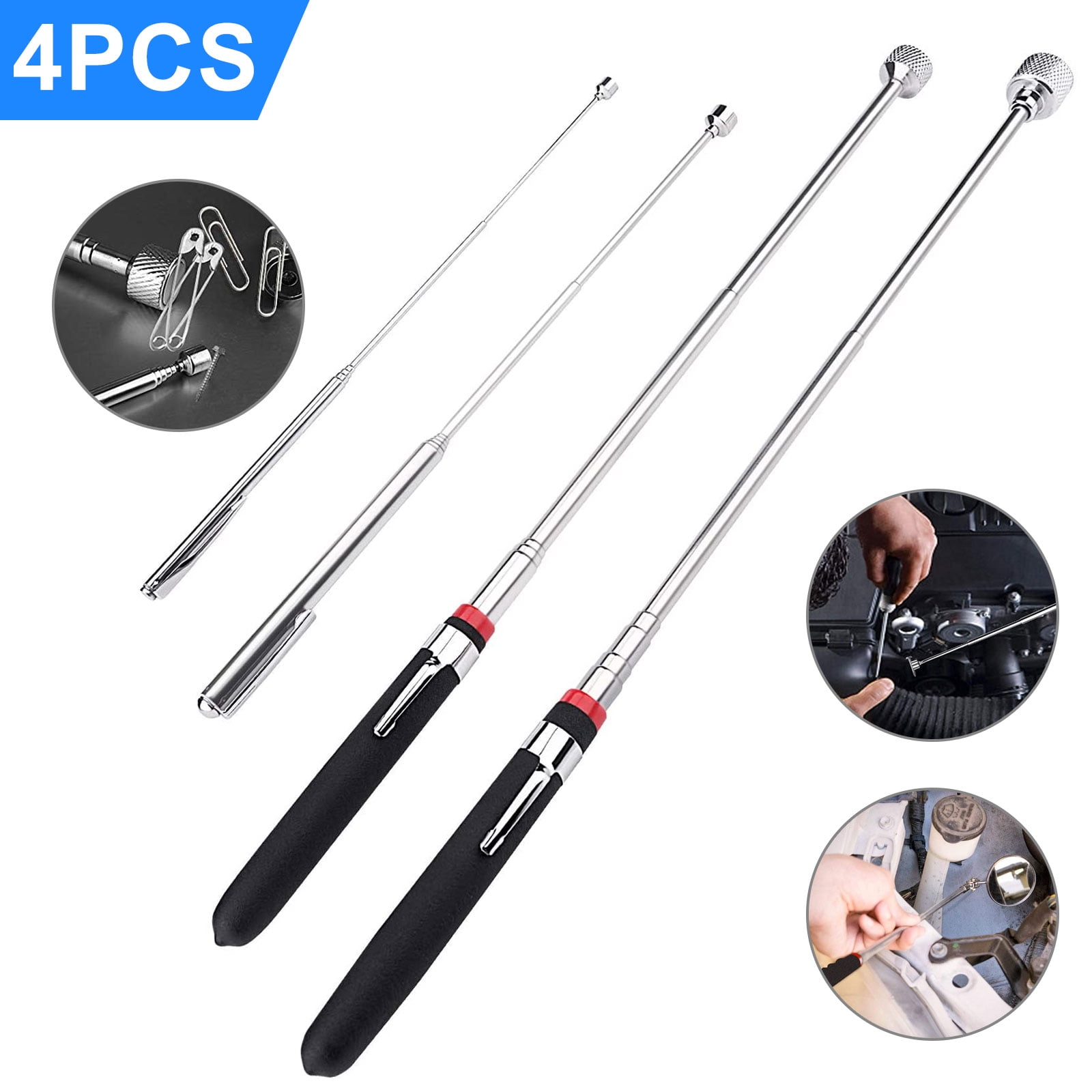 Magnetic Pick-up Tool Retrieval Tool Telescoping Stainless Steel with LED Light for Quick Find of Metal Items at Home,Garage,Yard and Office