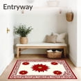 thumbnail image 3 of ODIKA 6'x9' Machine Washable Non-Slip Area Rug, Vintage Poinsettia Bloom Decorative Floor Holiday High Traffic Rug, Red, 734304, 3 of 7