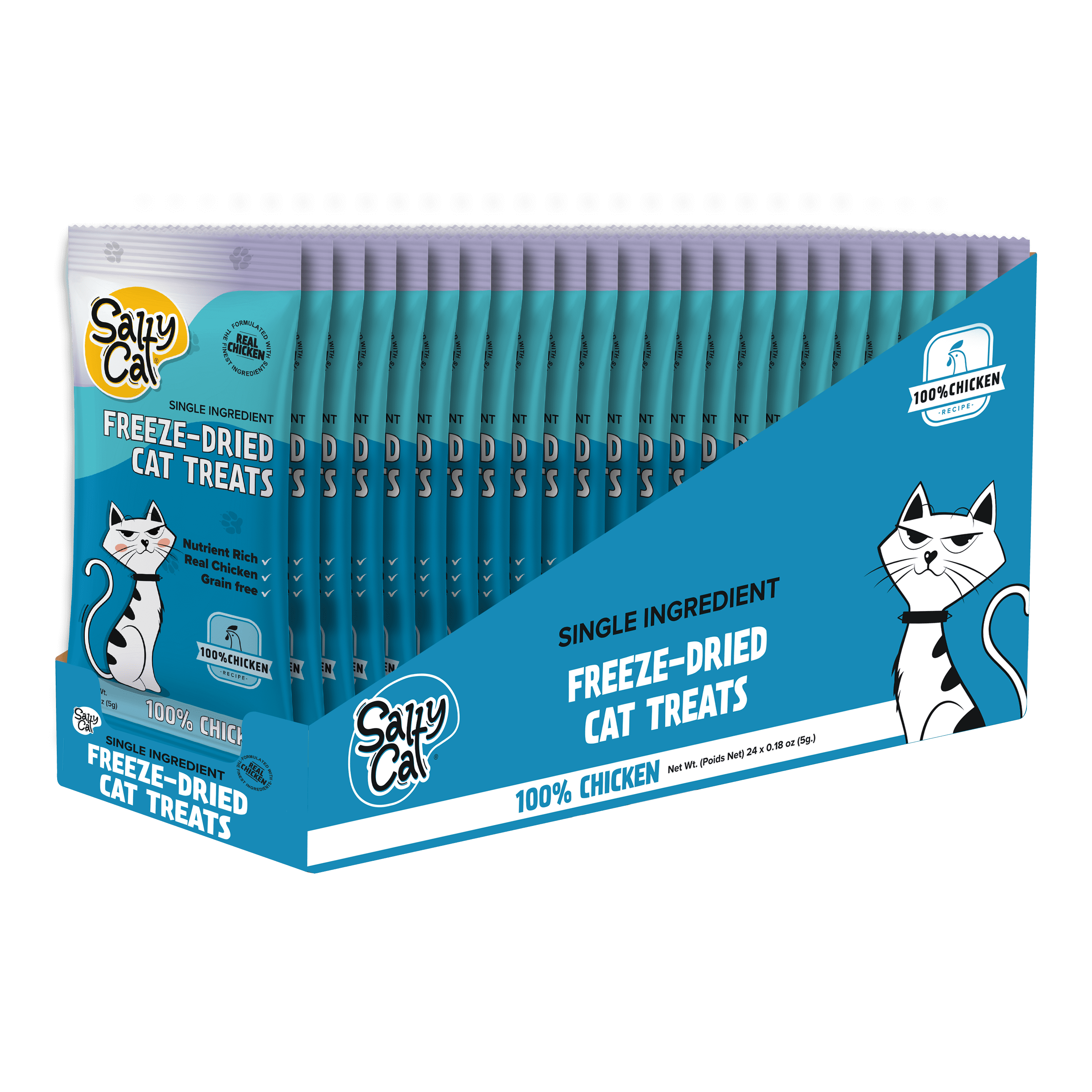 (24 pack) Salty Cat Freeze-Dried Chicken Cat Treats, 5g Bag