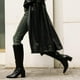 thumbnail image 5 of Botas hasta la rodilla wetkiss de piel negra para mujer con tacón de 6,5 cm, 5 of 7