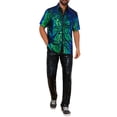 thumbnail image 2 of INSPIRE CHIC Men's Short Sleeve Button Down 70s Disco Costume Party Shirts 2XL Green Black, 2 of 4